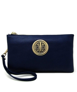 Womens Multi Compartment Functional Emblem Crossbody Bag With Detachable Wristlet WU020L NAVY